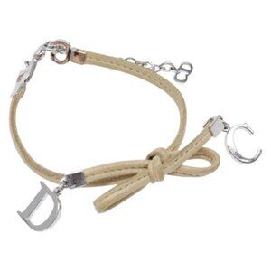 Christian Dior Bracelet Leather Beige Auth am8986